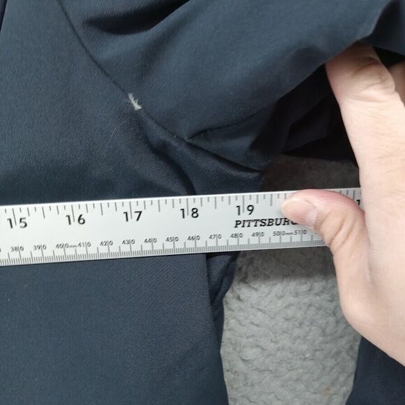 Sam Edelman Coat Womens Medium Navy Blue Mid Length Down Parka Jacket Fur Hood - Picture 3 of 9